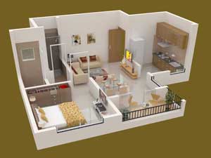 Vedant Residency, 1BHK Cutsection