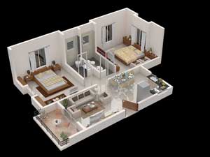 Vedant Residency, 2BHK Cutsection