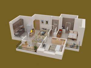 Vedant Residency, 2BHK Cutsection